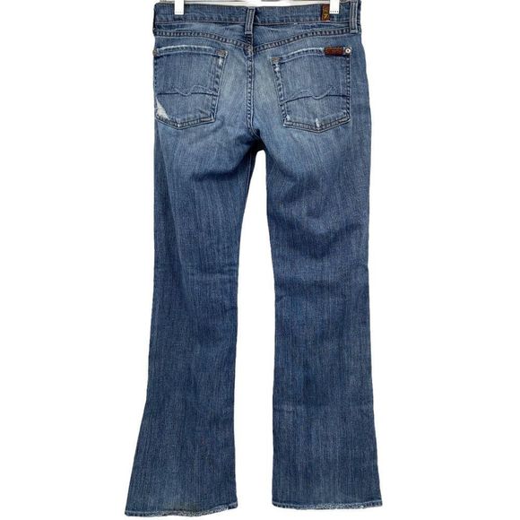 7 For All Mankind Distressed Low Rise Bootcut Jeans - Picture 2 of 5